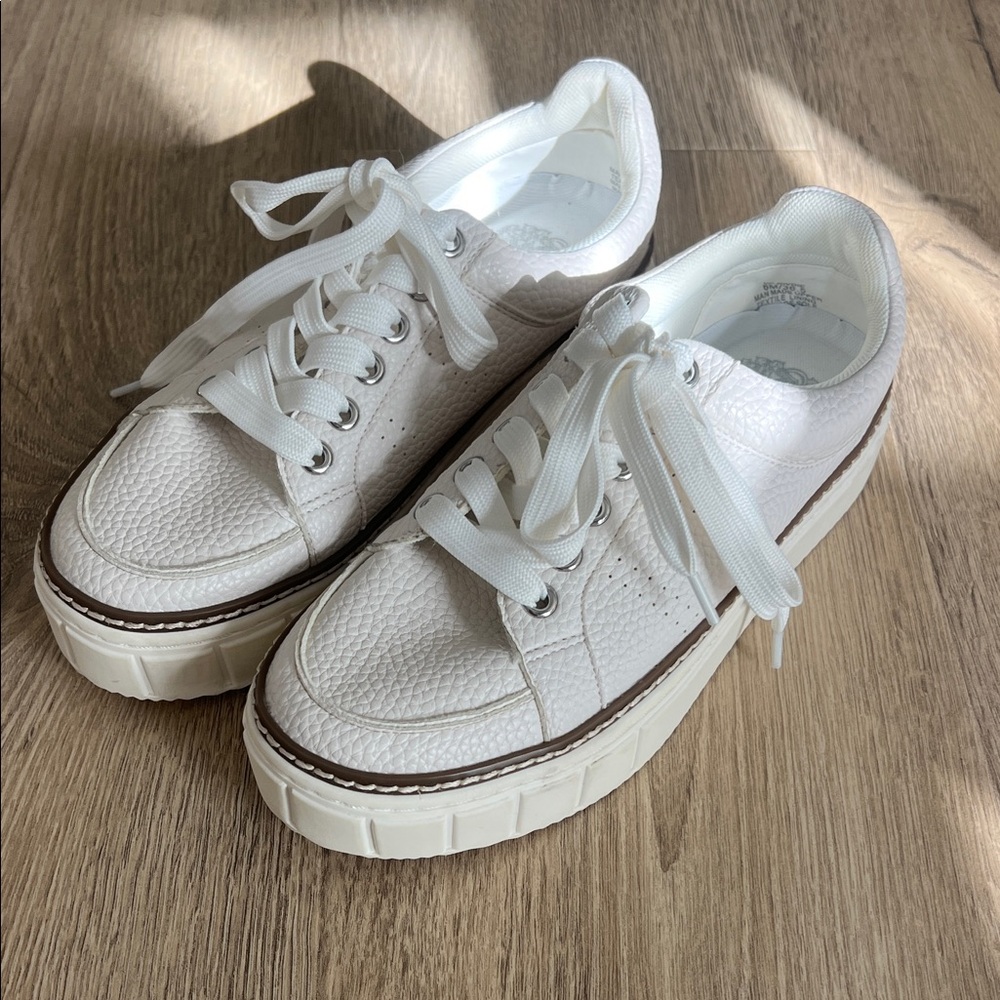 White Leather Platform Sneakers
